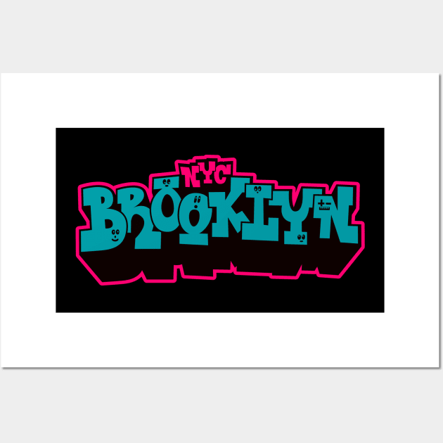 Brooklyn New York - Embrace the Urban Vibe with this colorful bold Graffiti Style design Wall Art by Boogosh